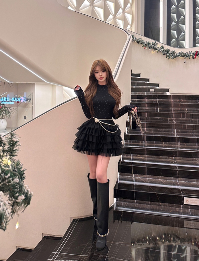 Pinched waist retro belt enticement spring dress for women