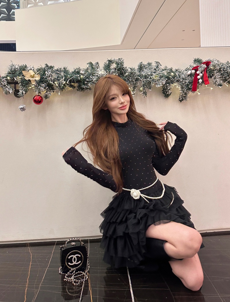 Pinched waist retro belt enticement spring dress for women