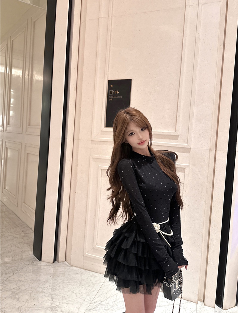 Pinched waist retro belt enticement spring dress for women