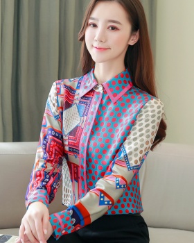 Silk twill shirt Western style printing tops