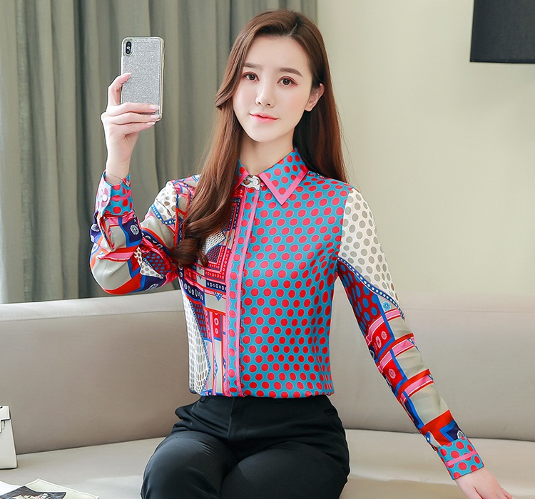 Silk twill shirt Western style printing tops