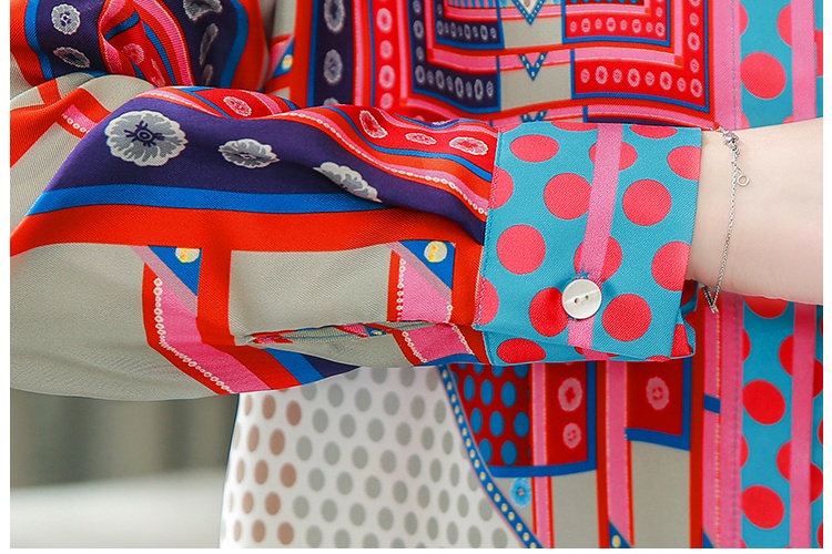 Silk twill shirt Western style printing tops