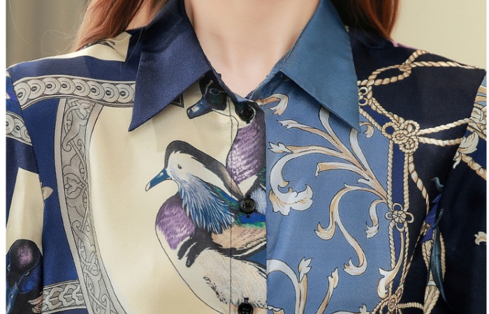 Spring retro tops twill real silk shirt for women