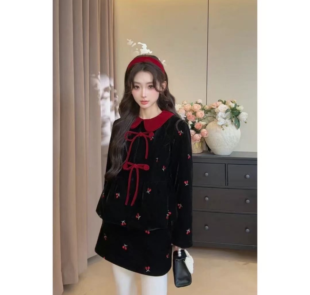 Down Korean style coat show young scarves a set