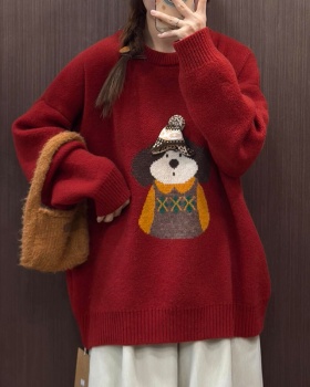 Cartoon thermal art all-match pattern loose lazy sweater