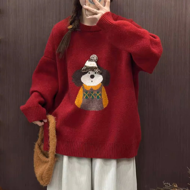 Cartoon thermal art all-match pattern loose lazy sweater