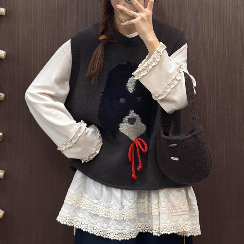 Lovely knitted winter vest large yard lazy waistcoat