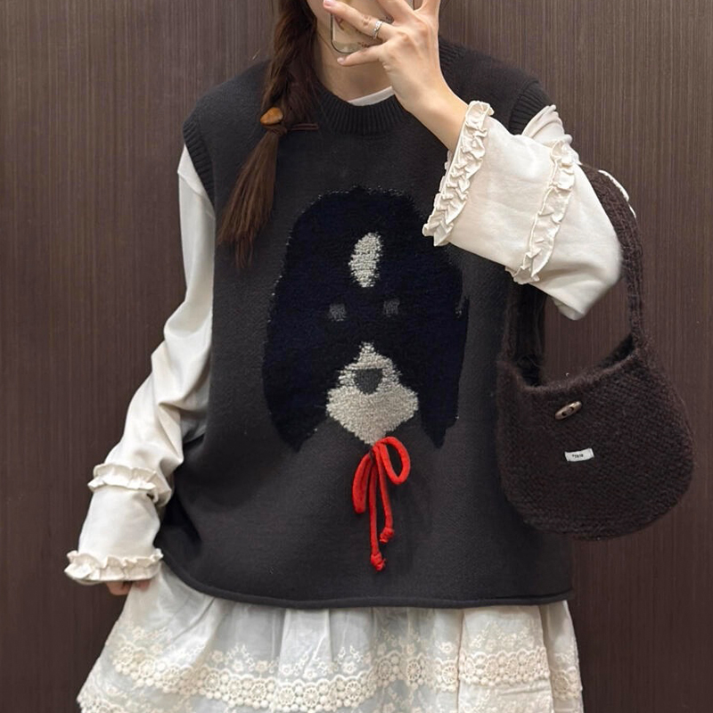 Lovely knitted winter vest large yard lazy waistcoat