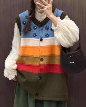 Knitted winter sweater retro niche vest for women