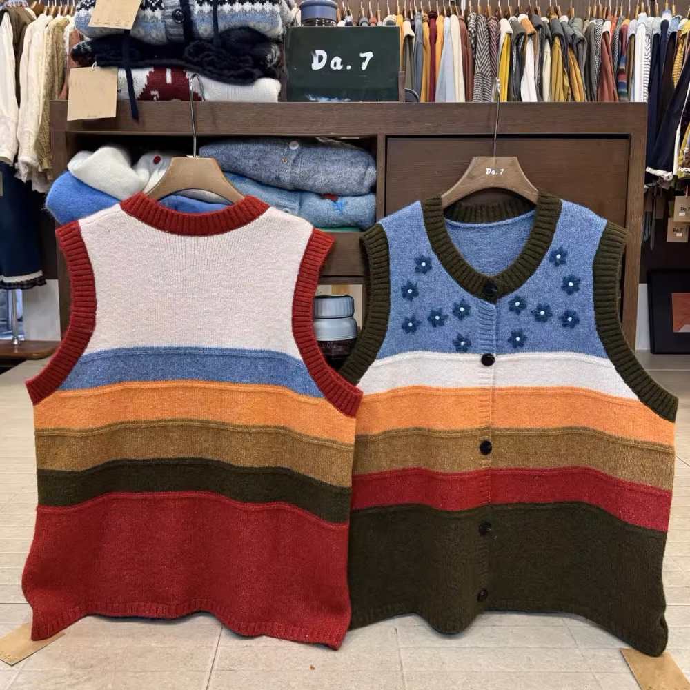 Knitted winter sweater retro niche vest for women
