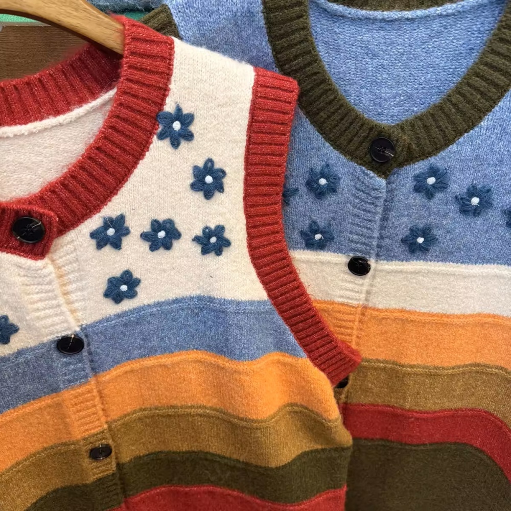 Knitted winter sweater retro niche vest for women