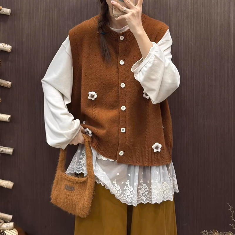 Lazy breasted stereoscopic sweater knitted winter cardigan