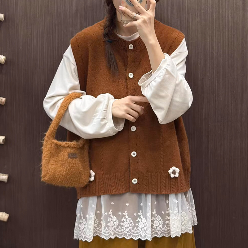 Lazy breasted stereoscopic sweater knitted winter cardigan