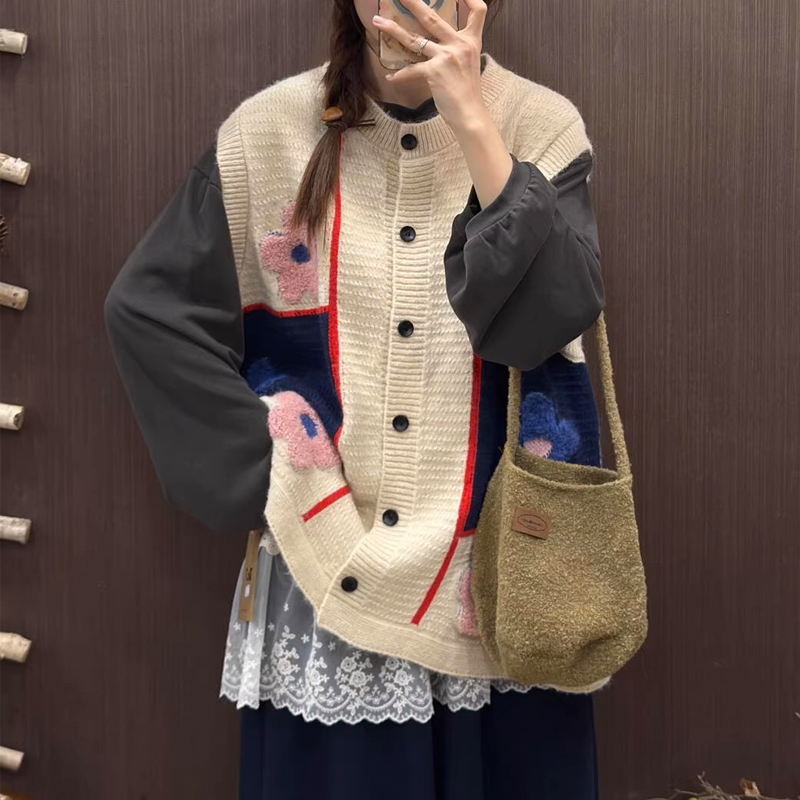 Crochet winter vest knitted niche waistcoat