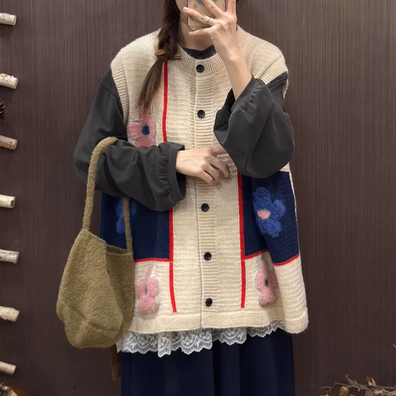 Crochet winter vest knitted niche waistcoat