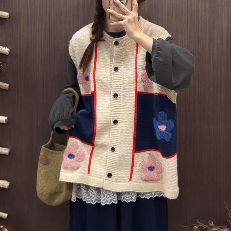 Crochet winter vest knitted niche waistcoat