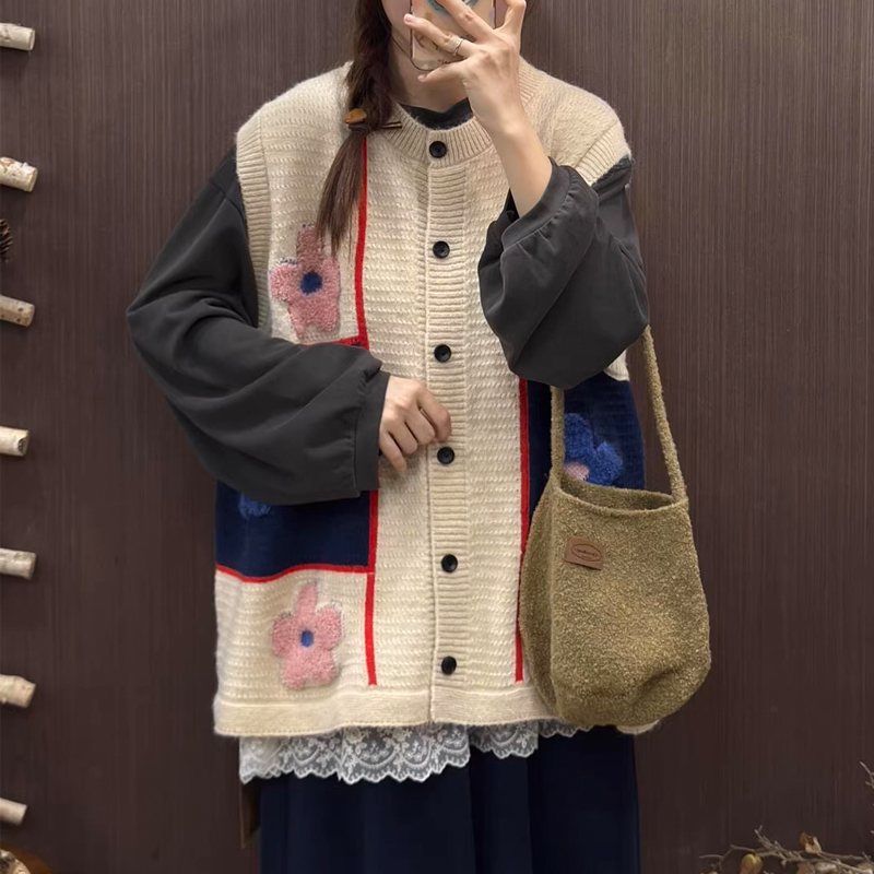 Crochet winter vest knitted niche waistcoat