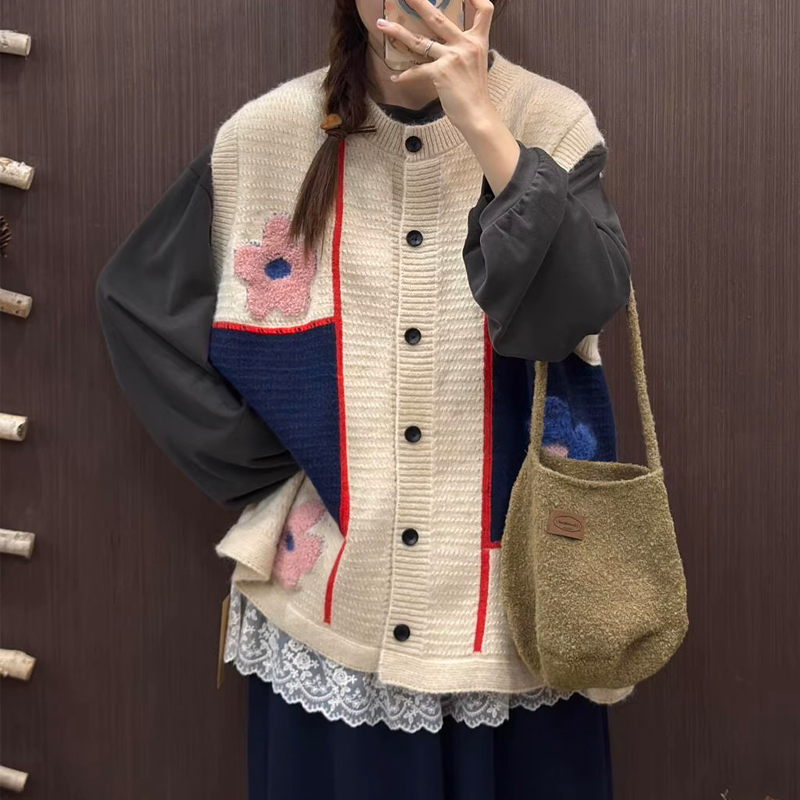 Crochet winter vest knitted niche waistcoat