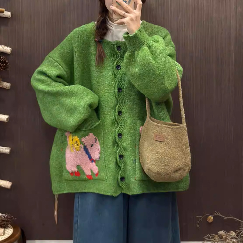 Knitted thick cardigan jacquard all-match sweater