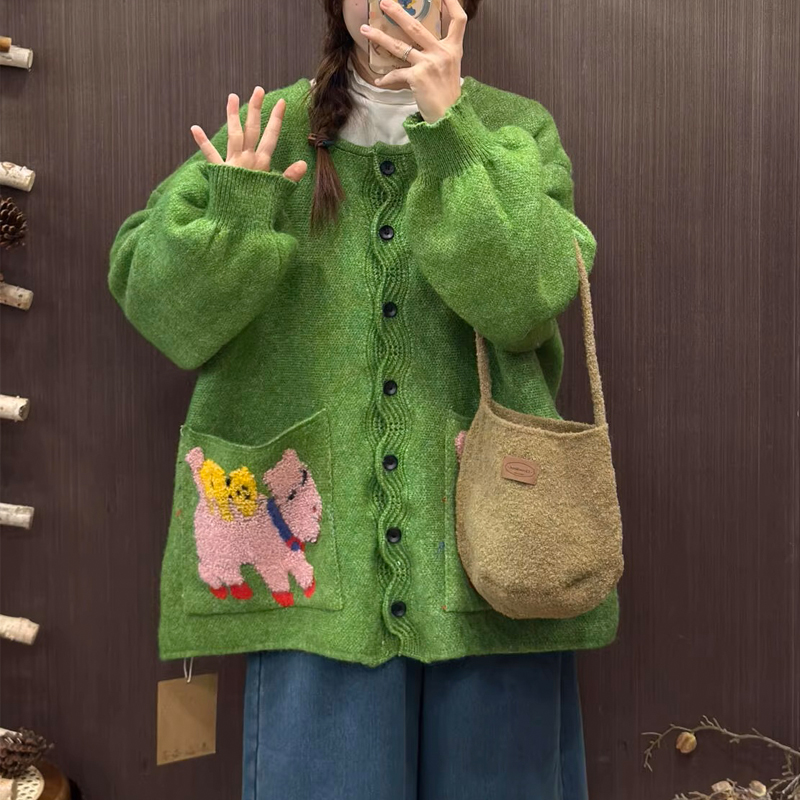 Knitted thick cardigan jacquard all-match sweater