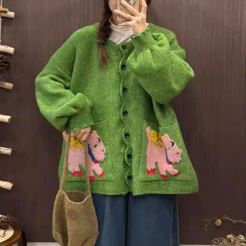 Knitted thick cardigan jacquard all-match sweater