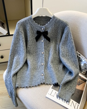 Bow spring cardigan knitted tops for women