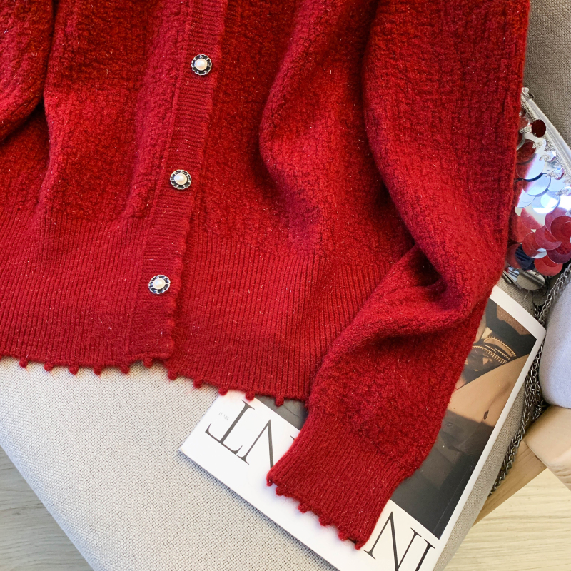 Bow spring cardigan knitted tops for women