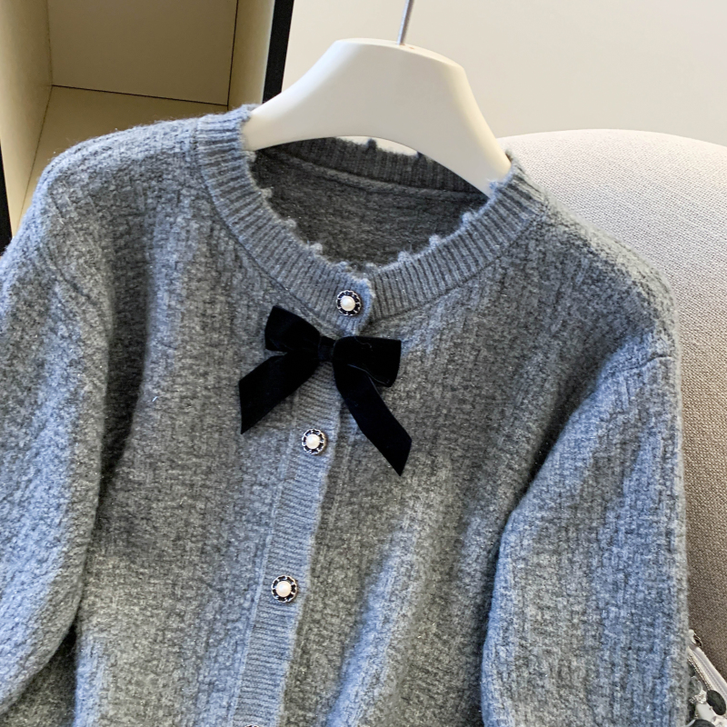 Bow spring cardigan knitted tops for women