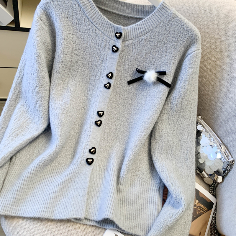 Red coat knitted sweater for women