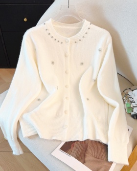Pearl round neck sweater pure tender tops for women