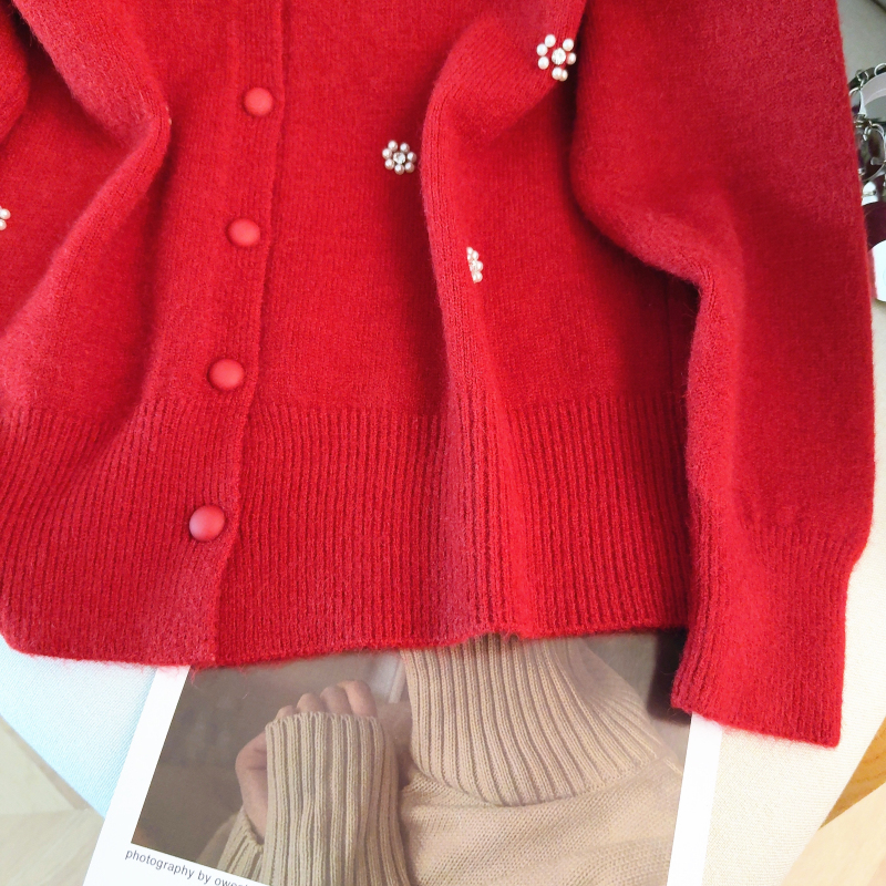 Pearl round neck sweater pure tender tops for women