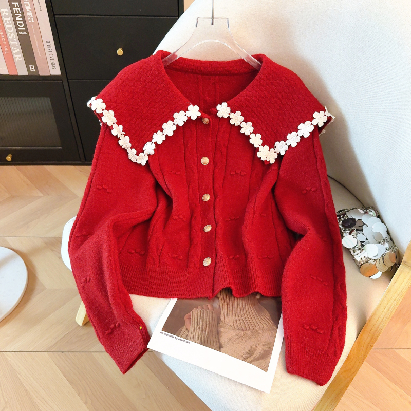 Fashion Western style red commuting lace tops for women