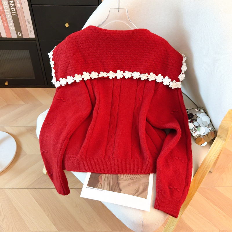 Fashion Western style red commuting lace tops for women