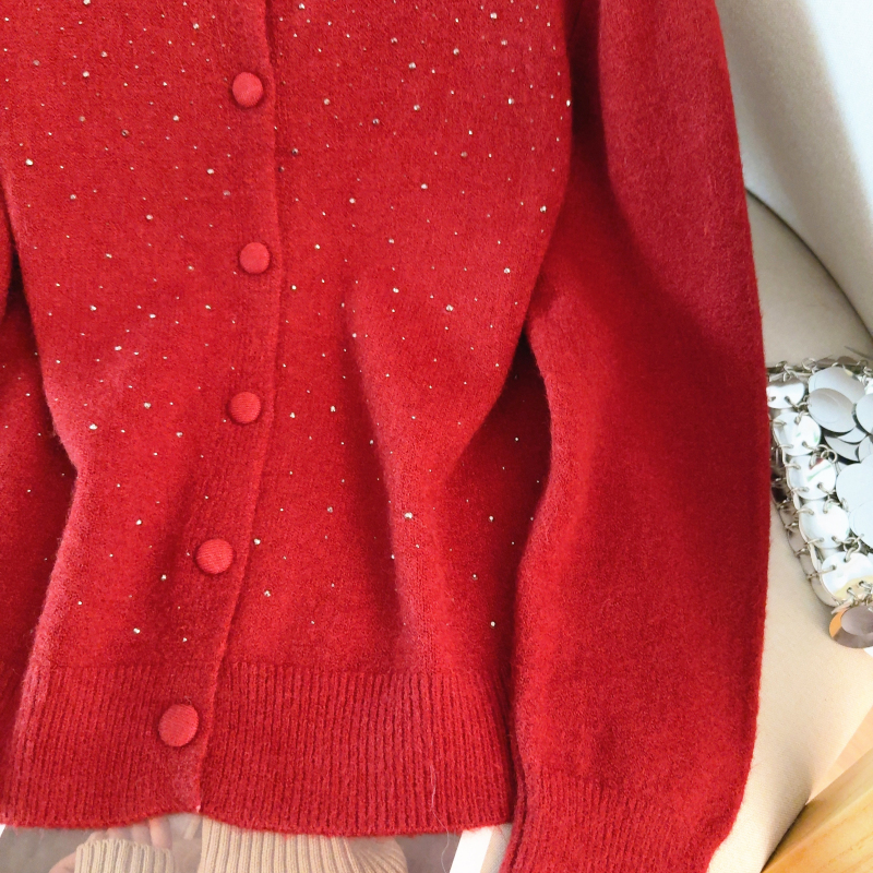 Spring temperament coat fashion rhinestone cardigan for women