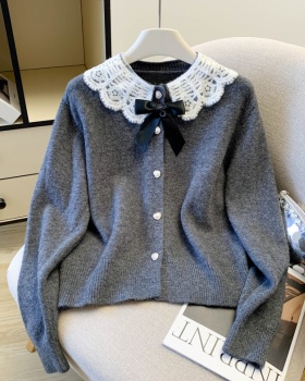 Spring bow lace coat red christmas show young sweater