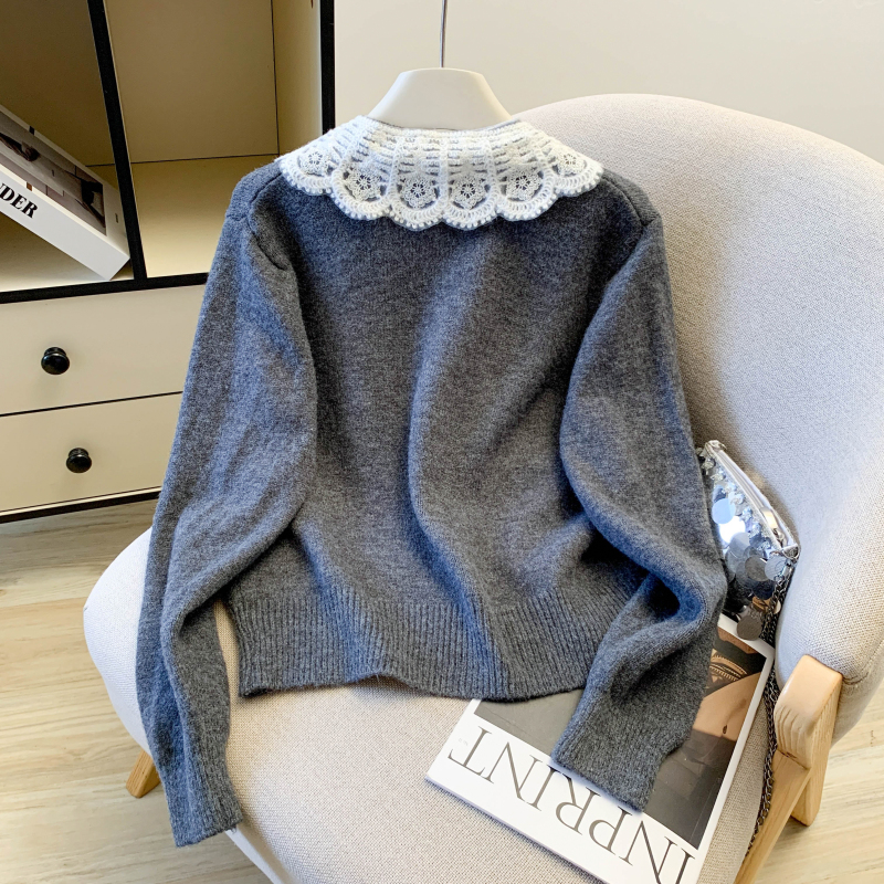 Spring bow lace coat red christmas show young sweater