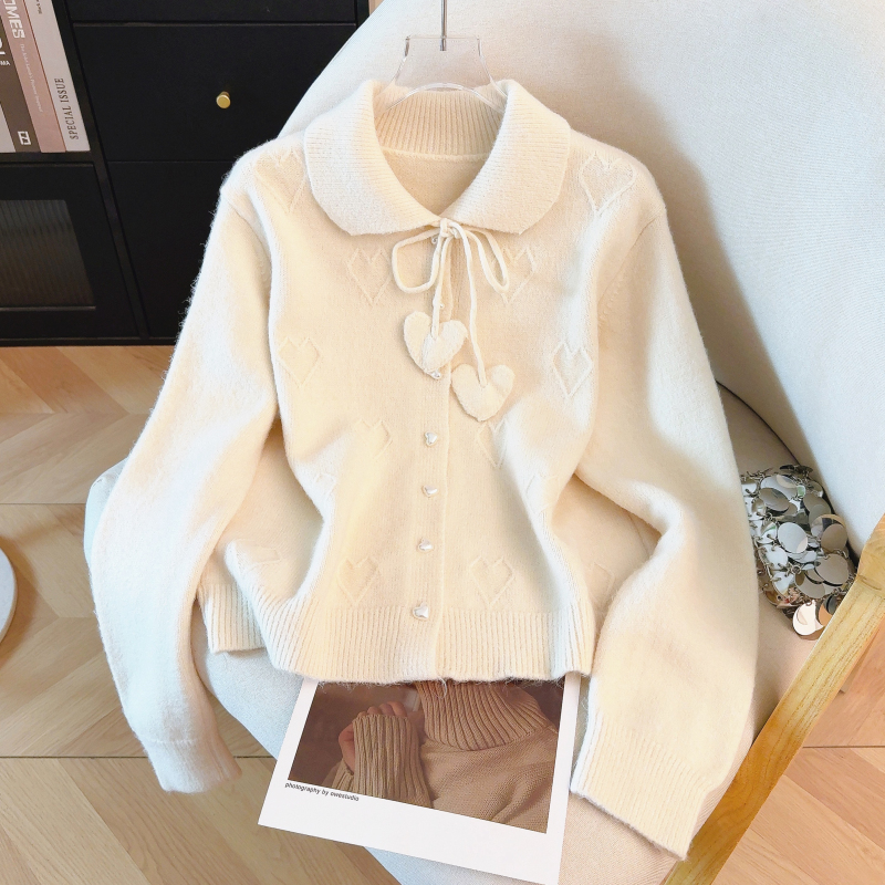 Spring Korean style heart show young cardigan for women