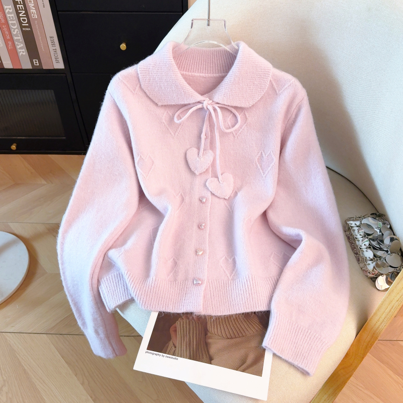Spring Korean style heart show young cardigan for women