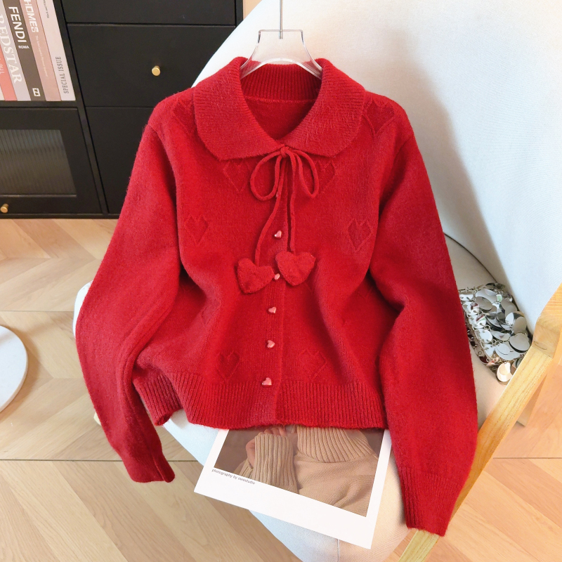 Spring Korean style heart show young cardigan for women