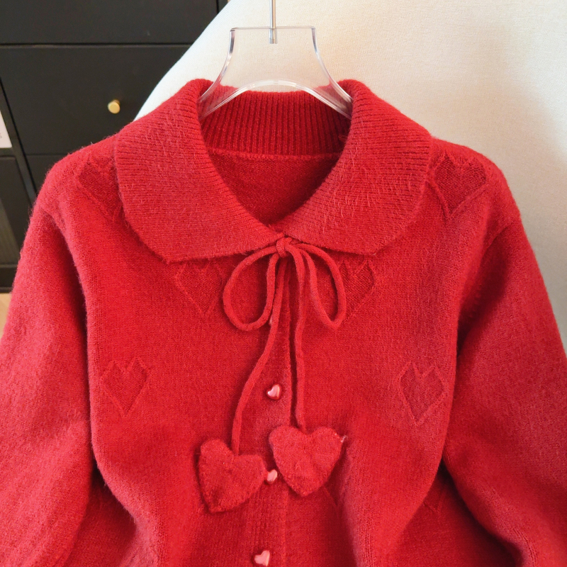 Spring Korean style heart show young cardigan for women