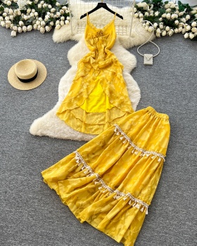 Slim vest Korean style skirt 2pcs set for women