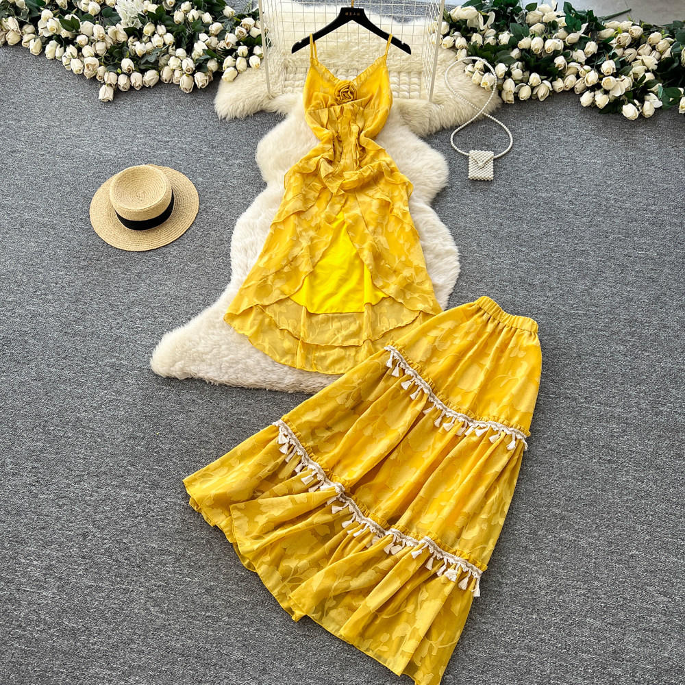 Slim vest Korean style skirt 2pcs set for women