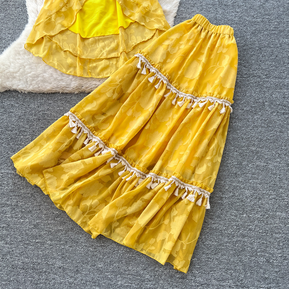 Slim vest Korean style skirt 2pcs set for women