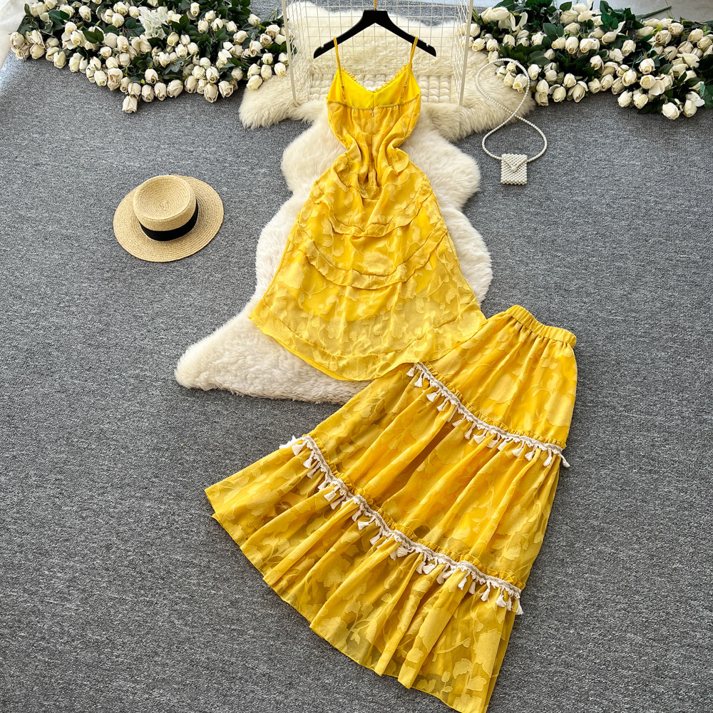 Slim vest Korean style skirt 2pcs set for women