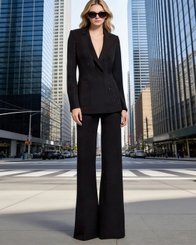 Fashion spring long pants sequins European style coat 2pcs set