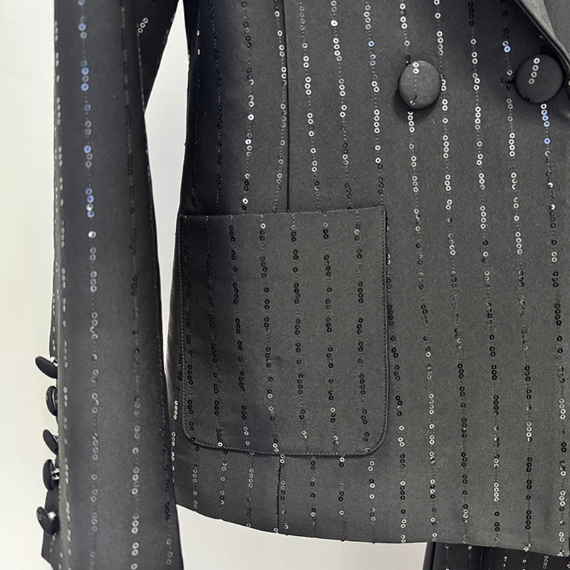 Fashion spring long pants sequins European style coat 2pcs set