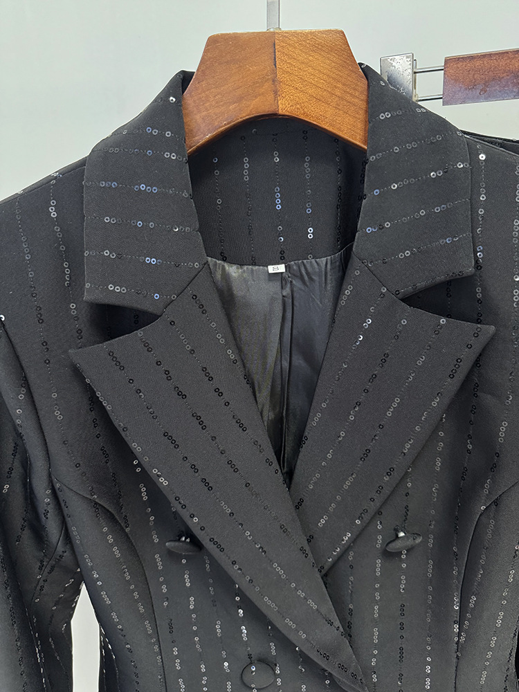 Fashion spring long pants sequins European style coat 2pcs set