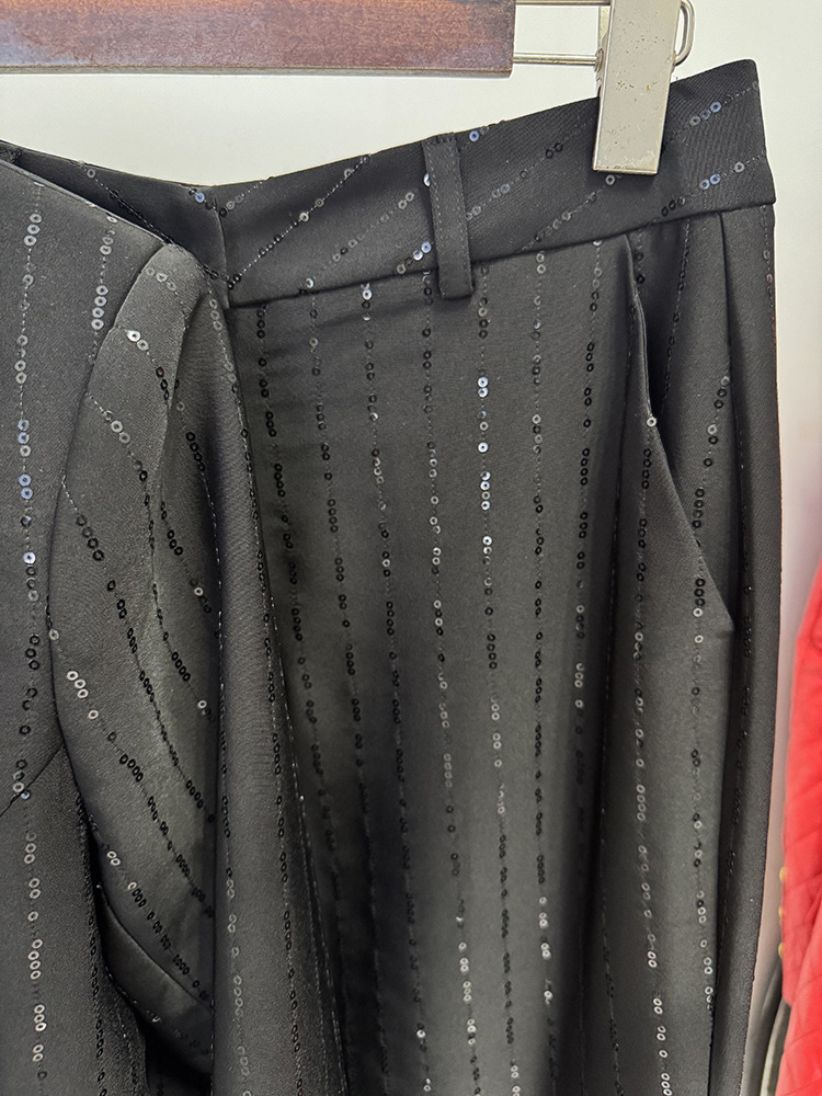 Fashion spring long pants sequins European style coat 2pcs set