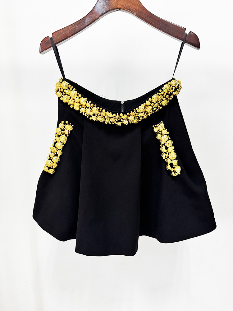 Gold sling vest European style fashion short skirt a set