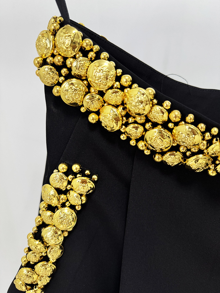 Gold sling vest European style fashion short skirt a set